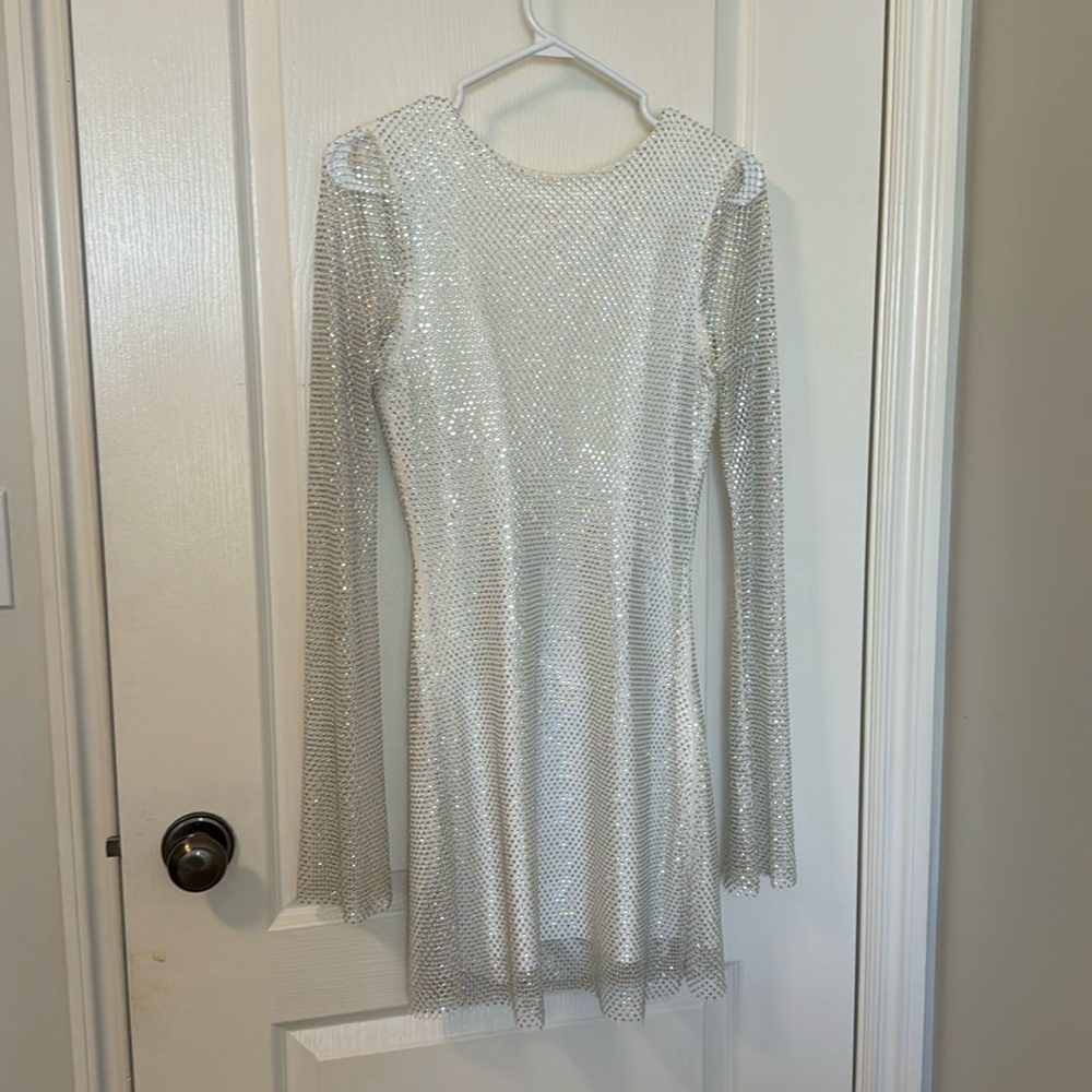 12th Tribe Silver Long-Sleeve Mini Dress